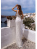 Ivory Beaded Floral Lace Tulle Wedding Dress